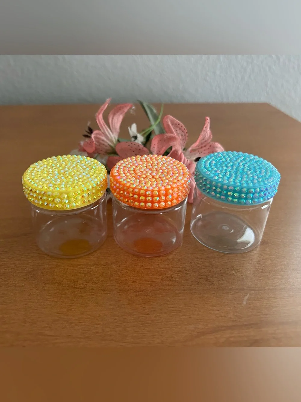 Containers Mini Yellow Orange Blue Travel Bedazzled Storage